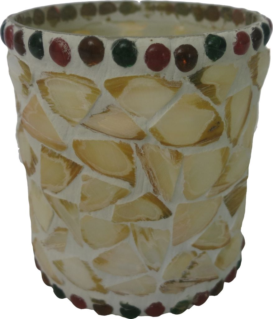 4x GILDE Windlicht "Muschel" aus Glas in creme, mit Muschel Produktbild 