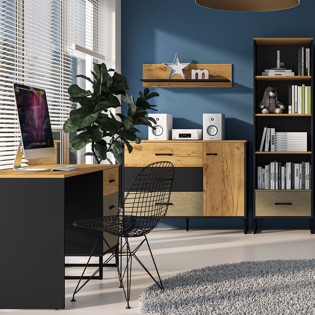 Jugendzimmer Set 4-teilig CASPER-131 mit Schreibtisch in schwarz, braun
