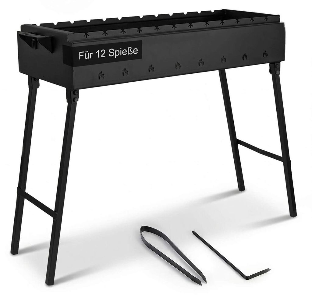 Klappbar Mangal für 12 Spieße, Länge 80cm, Stahl 2,0mm, Produktbild 