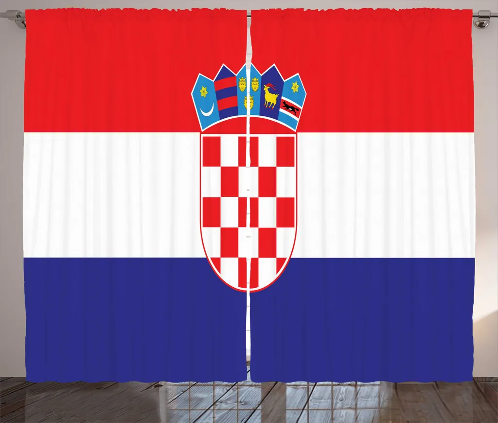 Grand rideau imprimé drapeau Croatie avec boucles et crochets 280cm