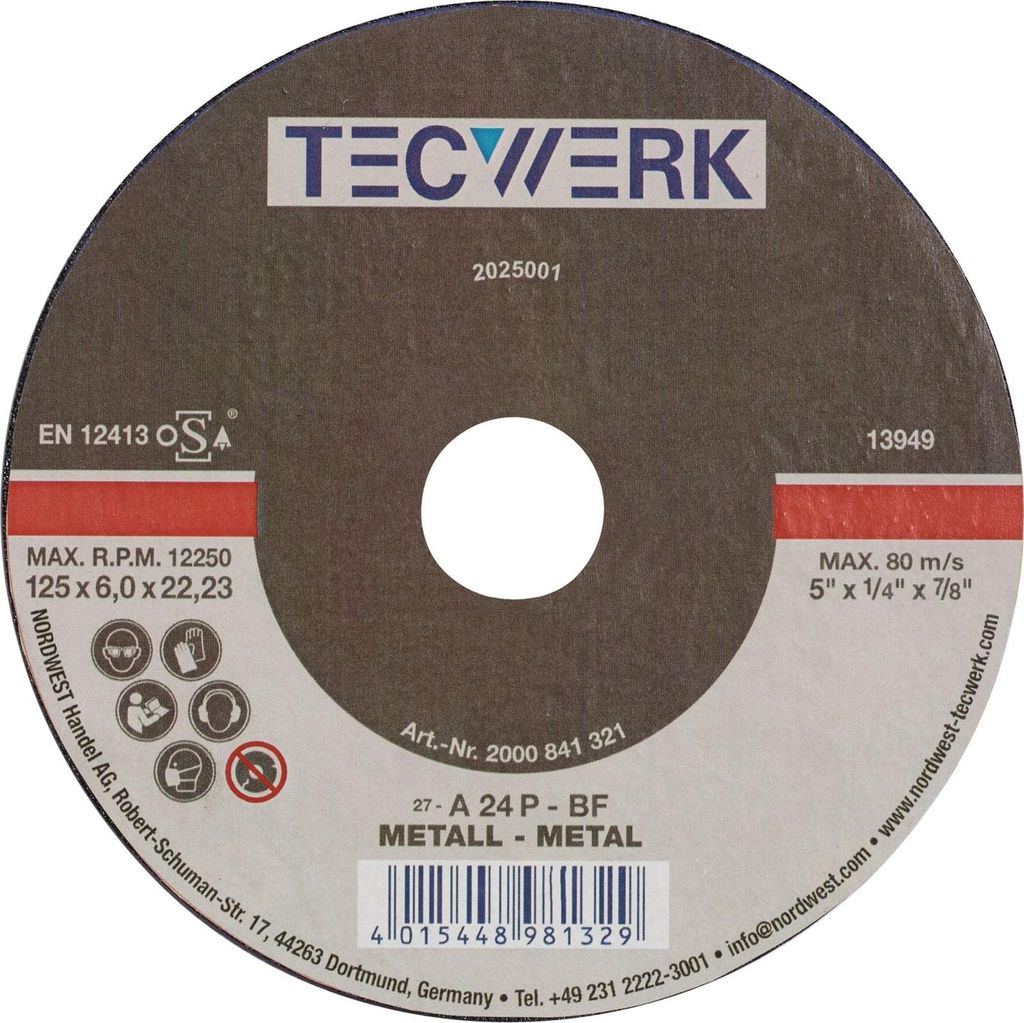 Tecwerk Schruppscheibe gekröpft Stahl Bohrung 22,23 mm - 10 Stk.