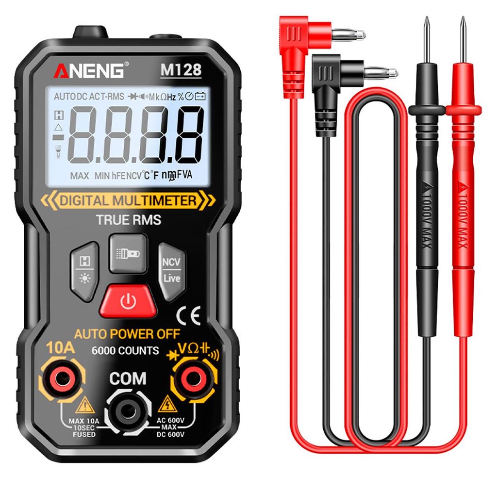 Digitalmultimeter, 6000 Zählstufen, Wechselstrom- und Gleichstrom-Spannungsmesser mit NCV, Datenhaltefunktion, automatischer Abschaltung, misst St...