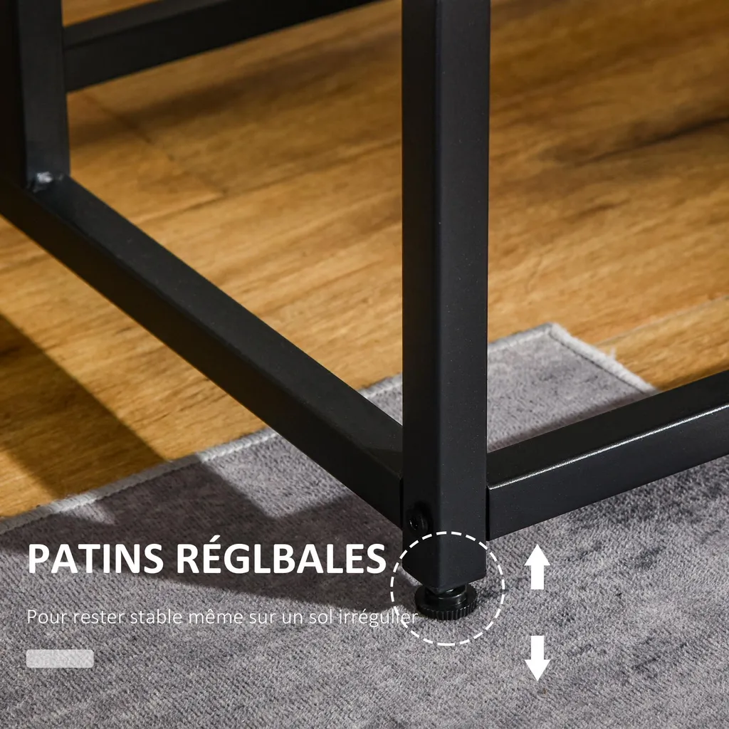 Table d'appoint chambre et séjour avec étagère effet marbre chic - 7