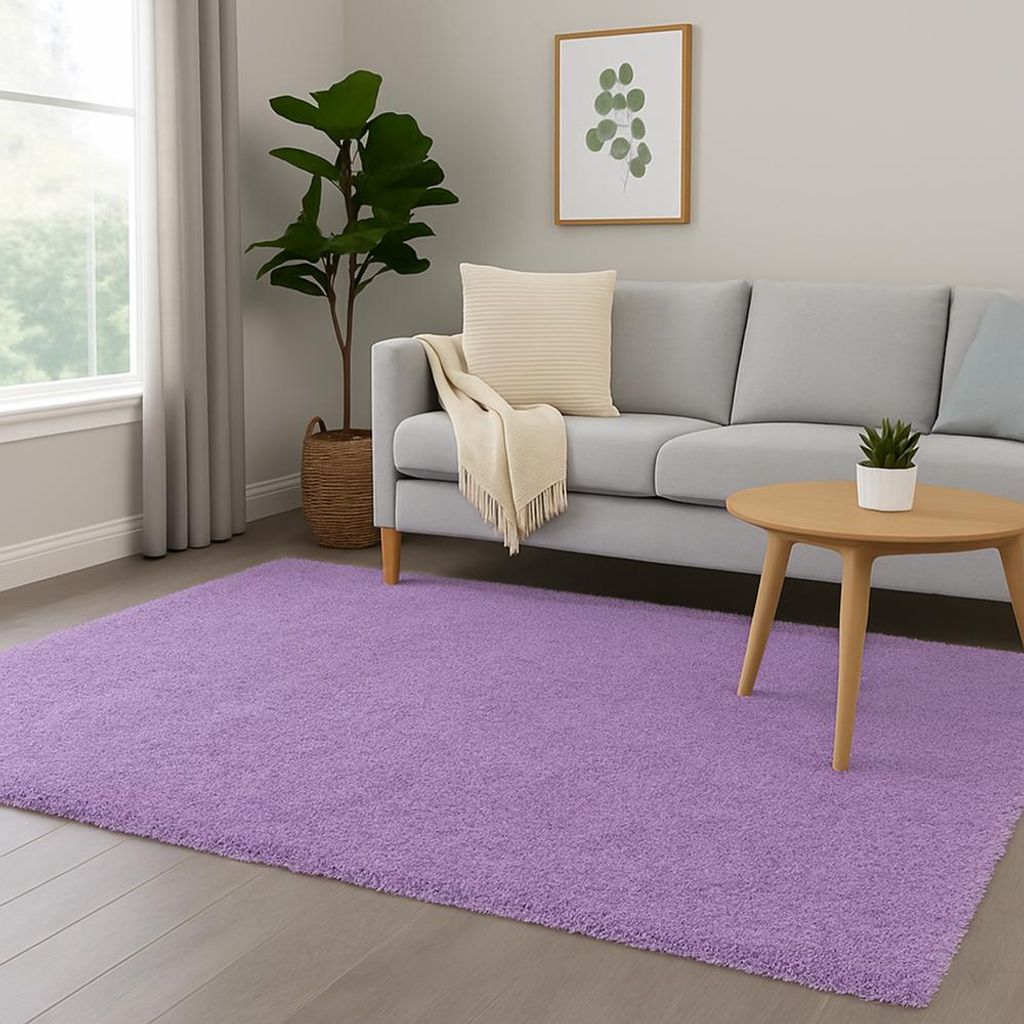 Tapis à poils longs lilas - Idéal pour le chauffage au sol Image du produit 
