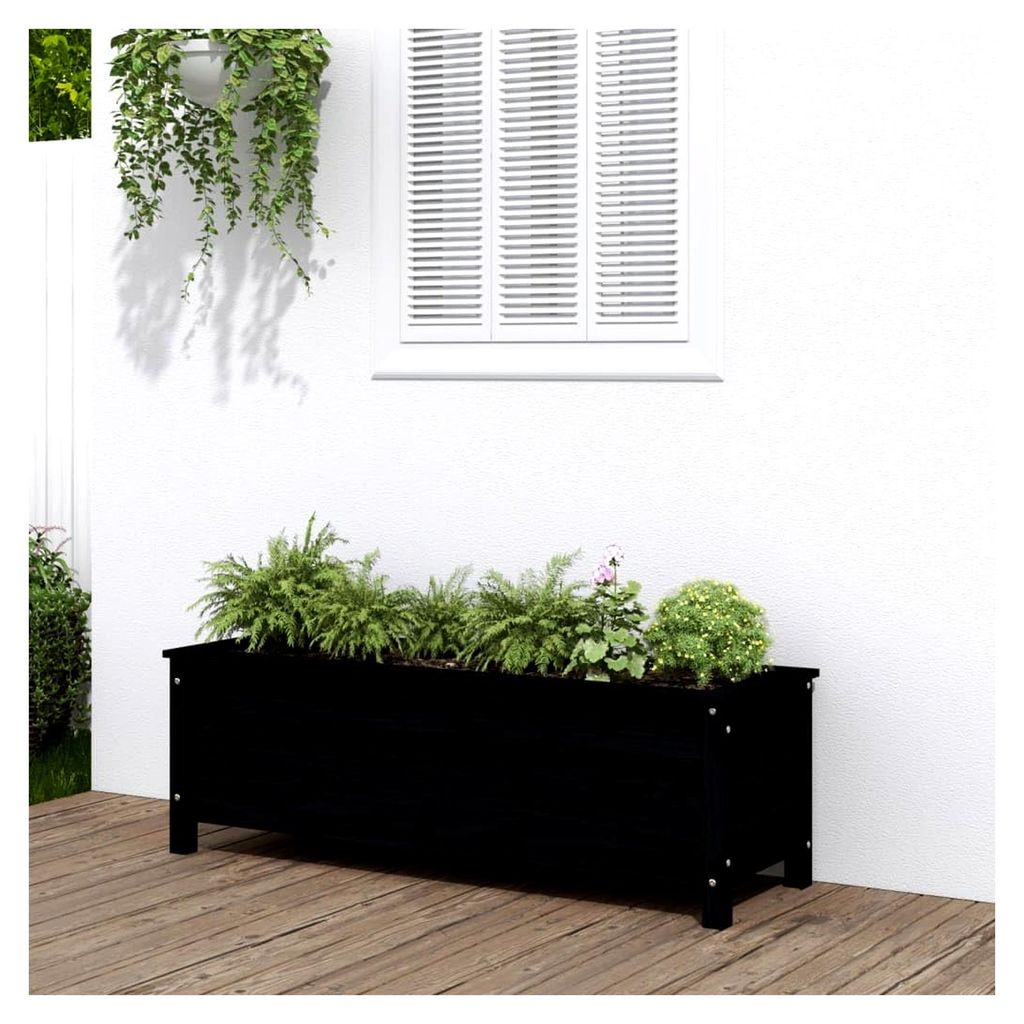 Hochbeet Schwarz 119,5x40x39 cm aus Kiefernholz