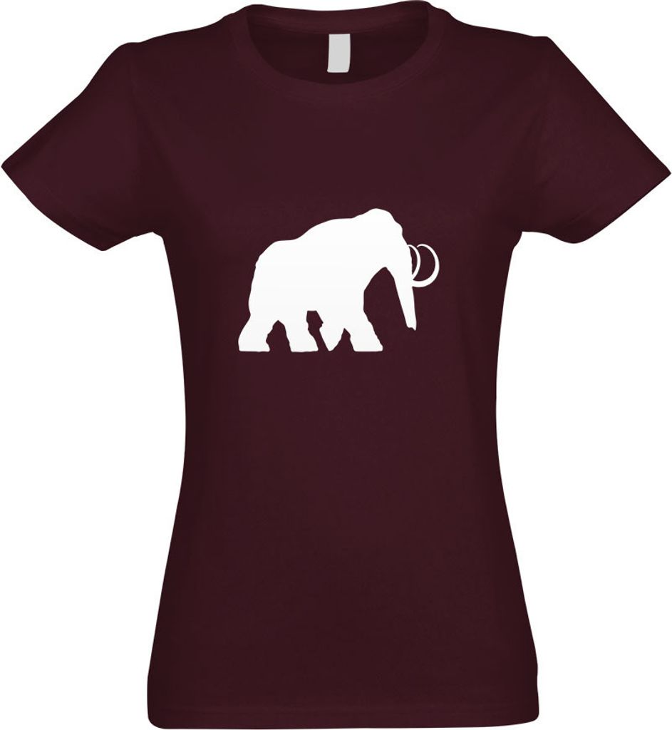 Kiwistar - T-Shirt tailliert - Damen - Burgund - Mammut Rüsseltiere Elefant - mit Motiv Bedruckt - Funshirt Design - Sport - Freizeit - Damen - S