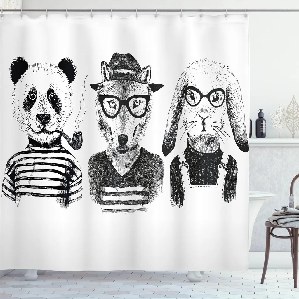 Migliora il Bagno: Tenda Doccia Panda Hipster ABAKUHAUS 175x240