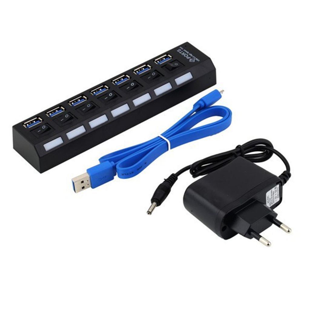 hUB USB3.0 a 7 porte, HOPE R, 5Gbps, con interruttori, cavo Immagine del prodotto 