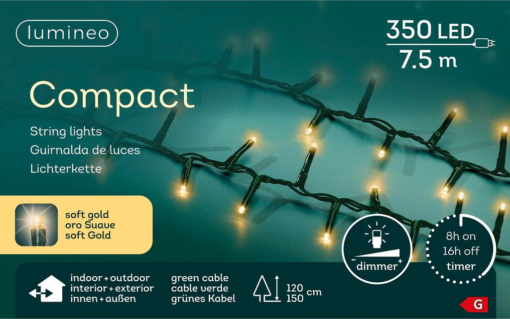 Packaging for Lumineo Compact string lights.