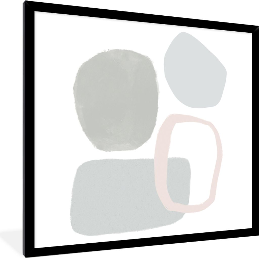 MuchoWow Gerahmtes Poster Linienkunst - Abstrakt - Pastell 40x40 cm - Poster mit Schwarzem Bilderrahmen Wandposter Rahmen Foto Bilder - Mit Rahme...