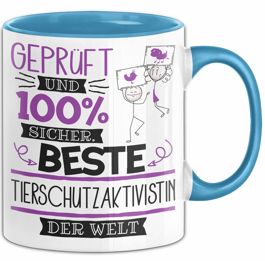Beste Tierschutzaktivistin Der Welt Tasse Geschenk für Eine Tierschutzaktivistin Und Sicher Geschenkidee Geburtstag Weihnachten (Blau)