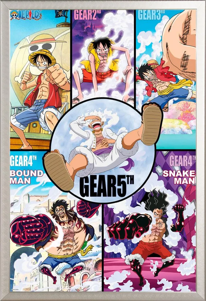 Cadre One Piece Gears History pour décoration chambre ado et bureau