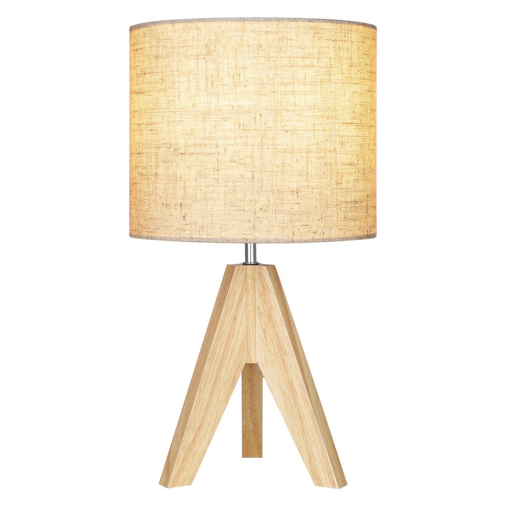 Lampa nocna EDISHINE, lampa stołowa z drewna, oprawka E27, Zdjęcie produktu 