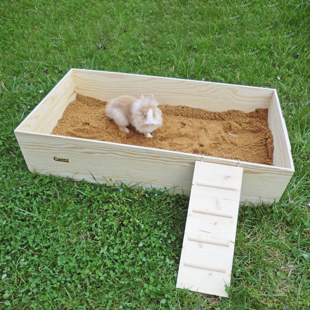 Elmato 12113 Mega Buddelkiste Buddelbox Sandbad für Kaninchen Hasen XL, 95x52x11cm