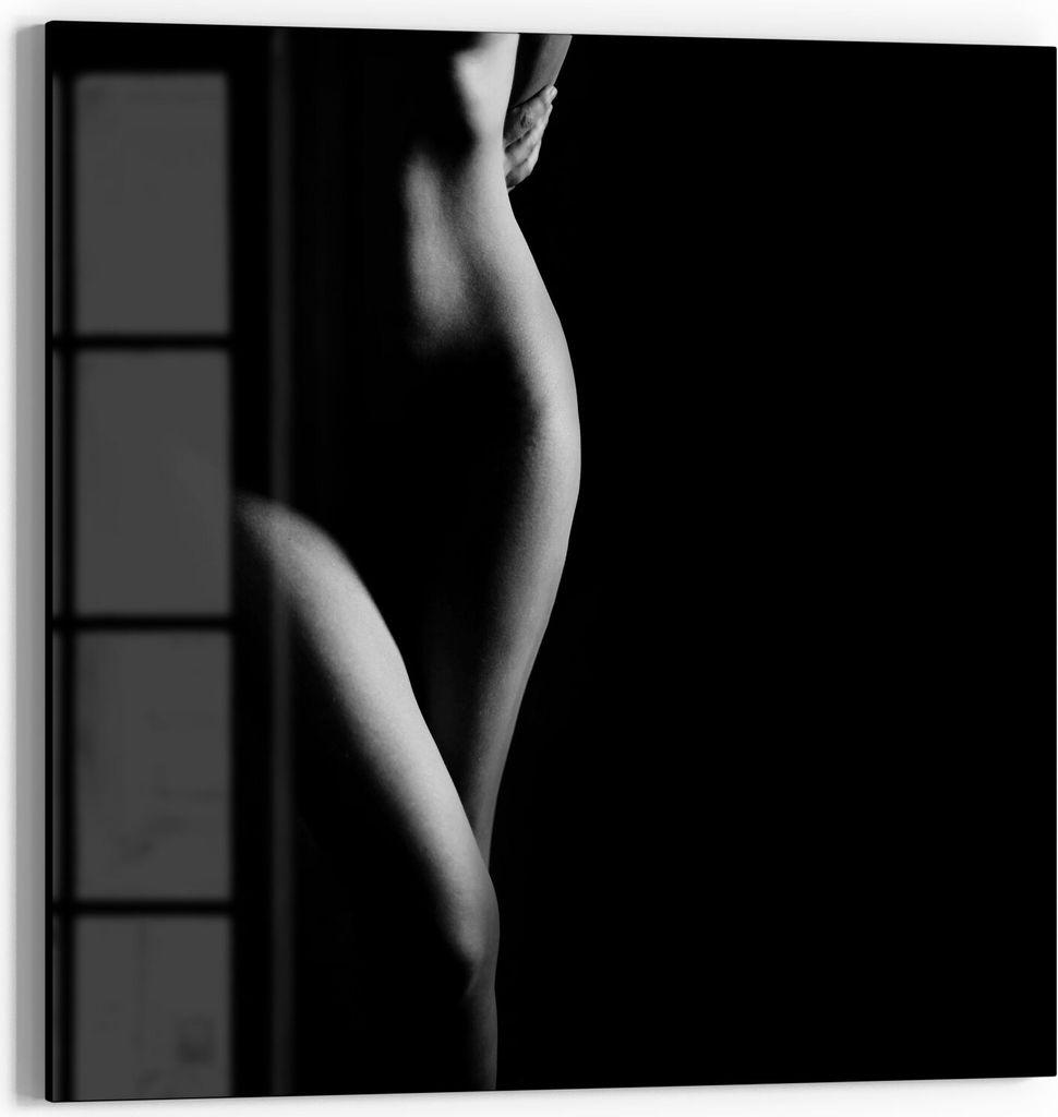 DEQORI Glasbild Echtglas 50x50 cm 'Weibliche Kurven' Wandbild Bild modern Deko