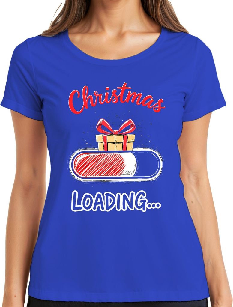 Christmas Loading Weihnachtsgeschenk Ladebalken Geschenk Lustig Damen T-Shirt, Blau, 3XL