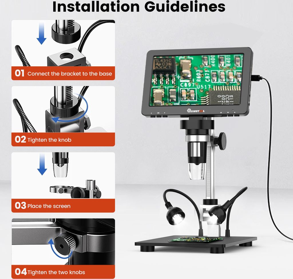 Digitální mikroskop s reflektorovým krytem, 7'' IPS Obrázek produktu 8