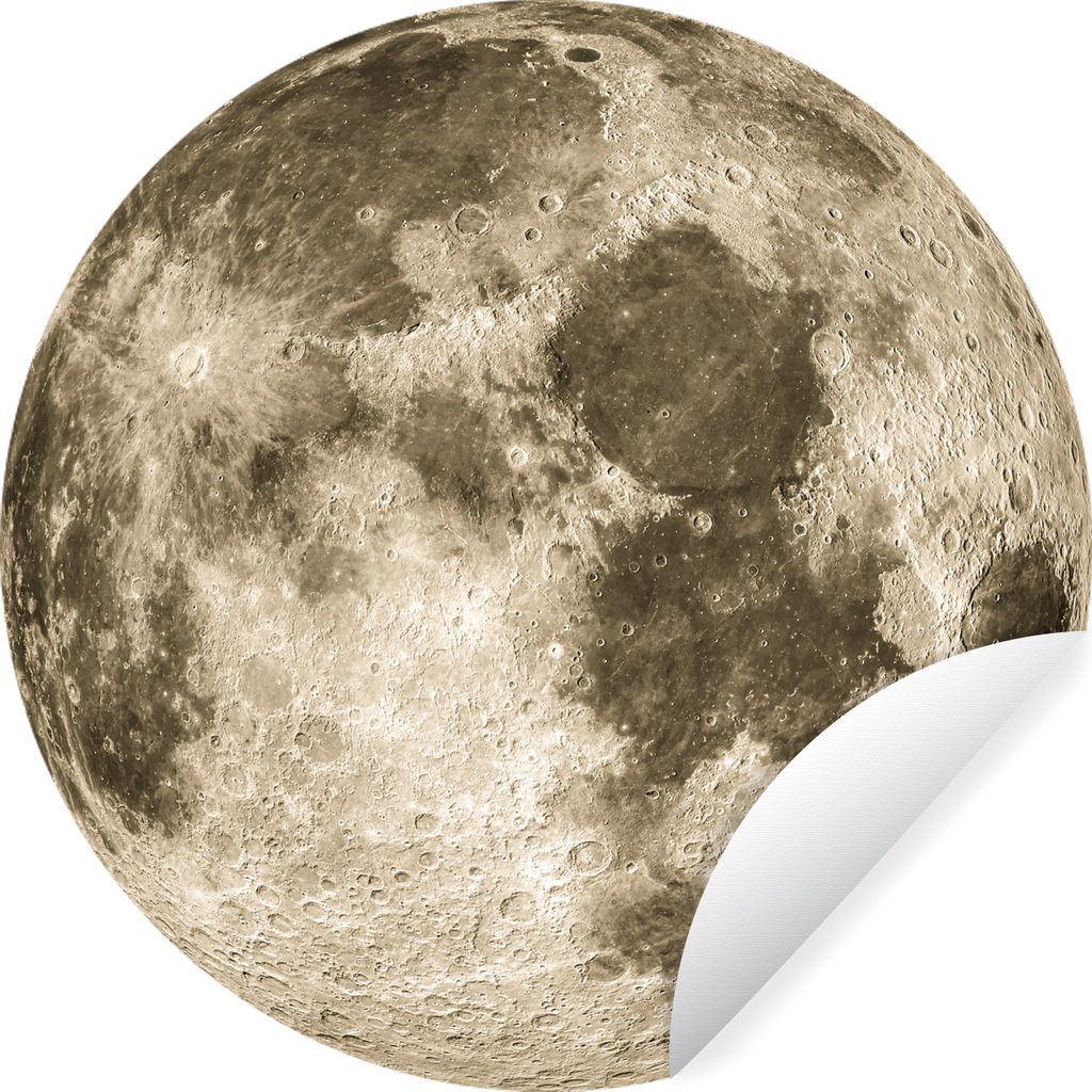 MuchoWow Runde Wandtattoo - Wandsticker Tapete Aufkleber Weltraum - Mond - Jahrgang Ø 100 cm Selbstklebend und Repositionierbar - Wandaufkleber ...