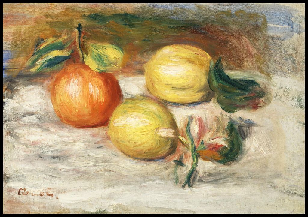 Plakat 100x70cm Zitronen und Orange, Pierre-Auguste Renoir für das Wohnzimmer