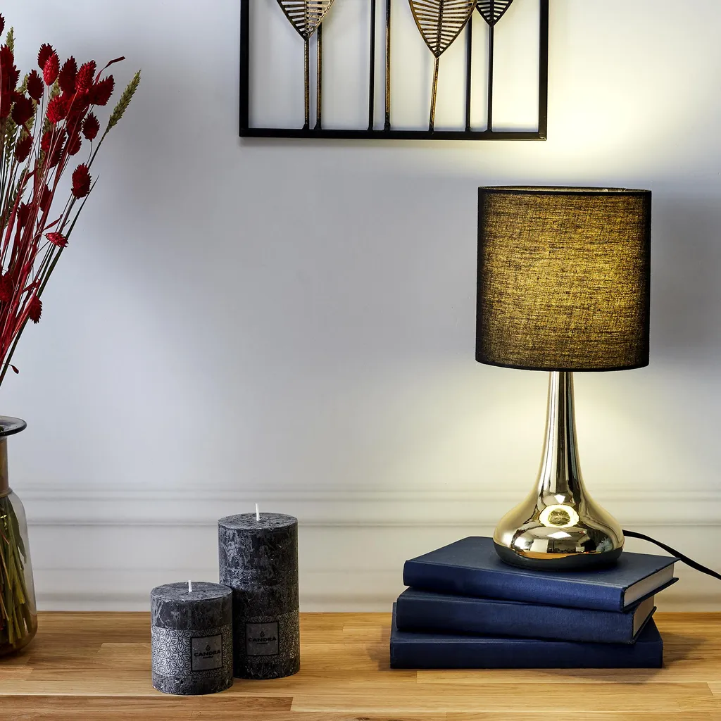 Lampe Touch Design Or et Noir avec Intensité Réglable pour Salon Chic