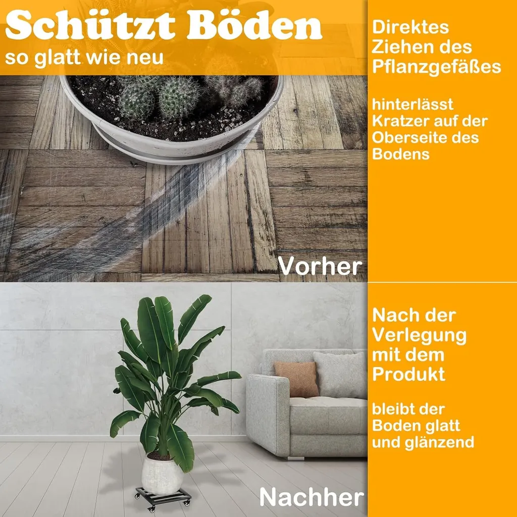 Planche à roulettes pour plantes en métal robuste avec roues freinées