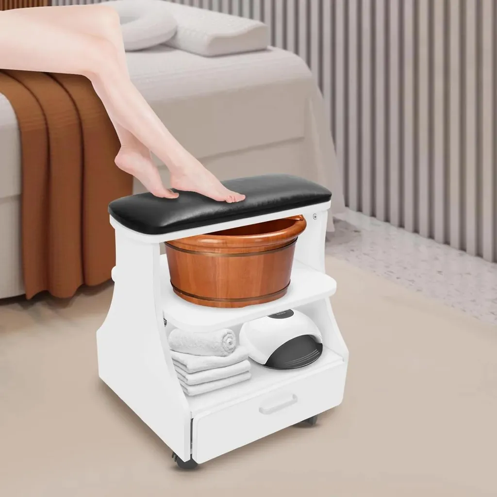 Tabouret de pédicure professionnel avec repose-pieds réglable - 3