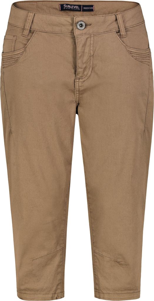 Sublevel 3/4-Länge Capri Chino Hose mit Taschendetails und Ziernähten Größe: S