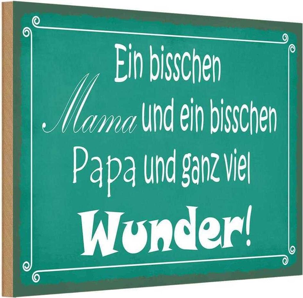vianmo Holzschild 12x18 cm bisschen Mama Papa viel Wunder