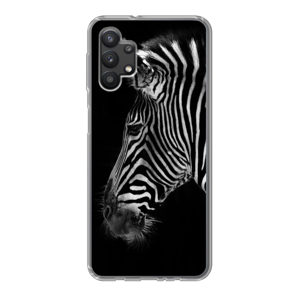 MuchoWow Handyhülle Schutzhülle Hülle für Samsung Galaxy A32 5G Zebra - Wilde Tiere - Schwarz Silikon Softcase Handy Hülle - Softcase