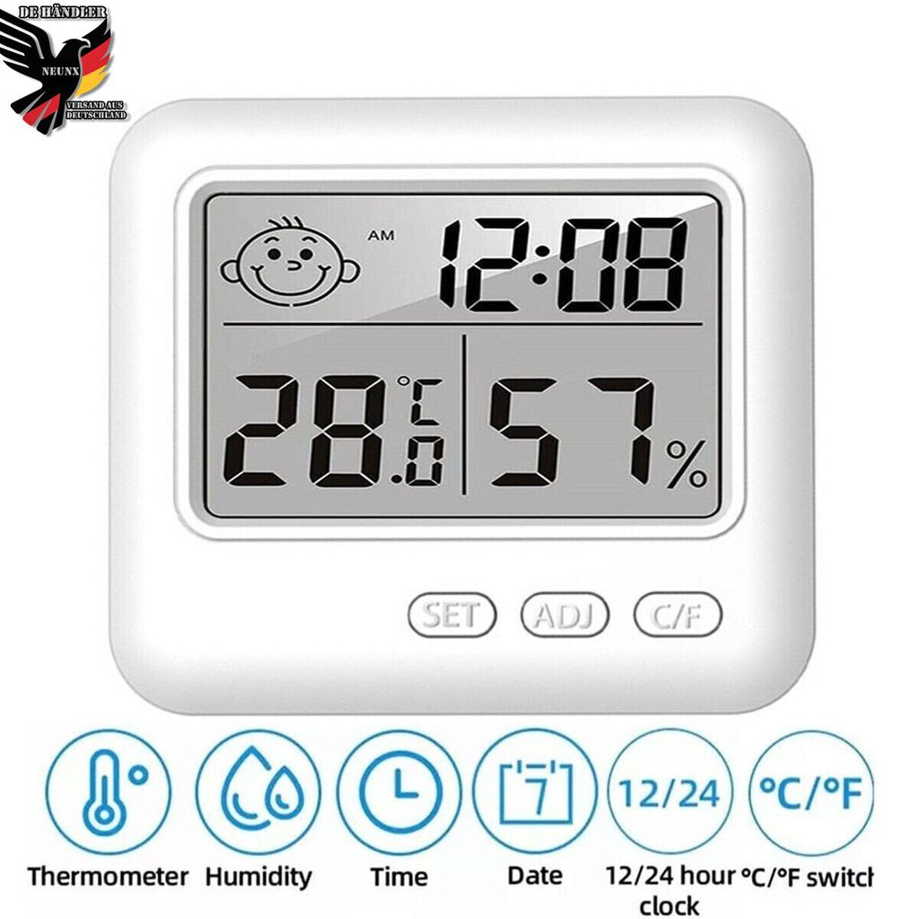 Digitales Thermo-Hygrometer Thermometer Luftfeuchtigkeitsmessgerät Wetterstation digital LCD mit hoher Genauigkeit Temperatur Feuchtigkeit Haus Büro