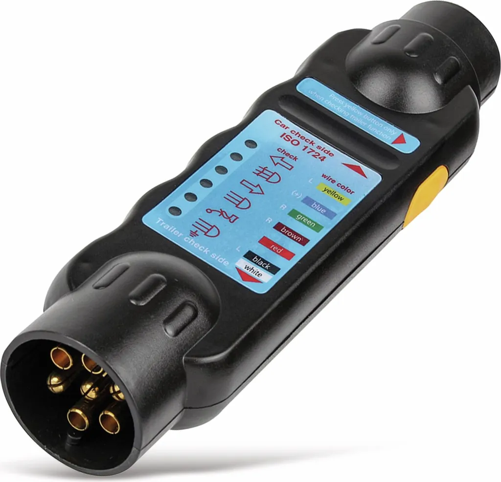 Tester per rimorchi, spina e presa a 7 pin 12 V.