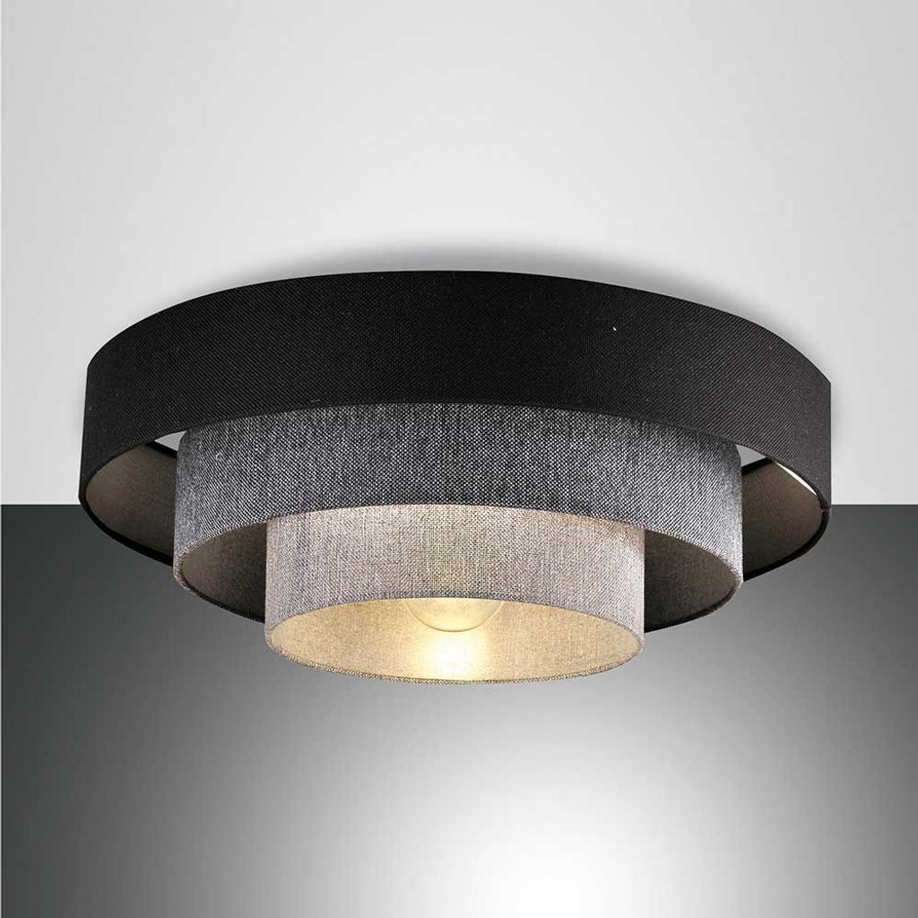 Fabas Luce Brava, Deckenleuchte, E27, 1x60W, Metall und Stoff, schwarz/Grautöne 3639-65-354