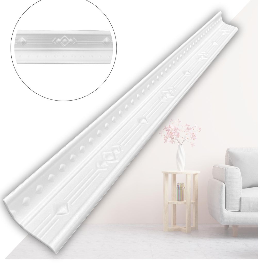 Stuckleisten XPS Polystyrol Deckenleisten 1m - Leisten für Deckenstuck & Wanddeko – leichte dekorative Zierleisten aus weichem reines Styropor V...