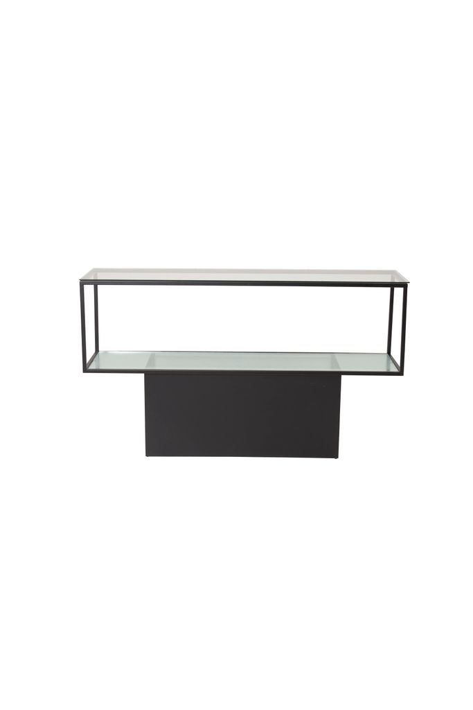 Maglehem Étagère avec tablette 35x130 cm, verre, noir. Image du produit 