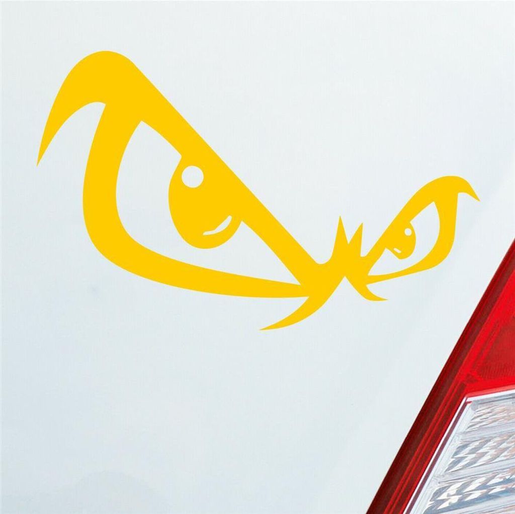 Auto Aufkleber Böse Augen Bad Eyes Tuning Böser Blick 15x10 cm Gelb Sticker Heckscheibenaufkleber
