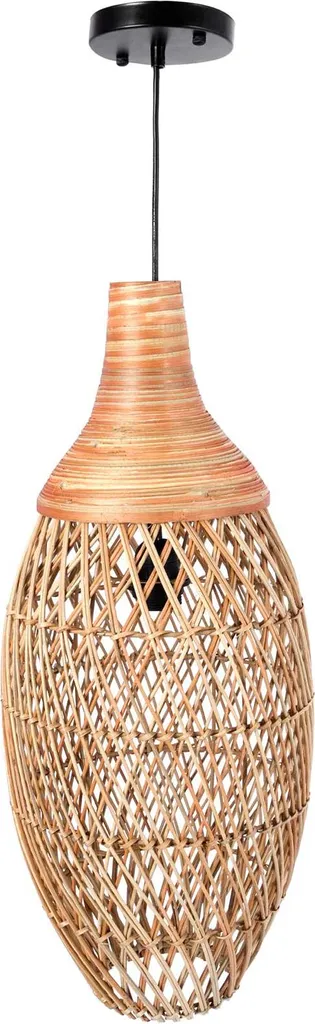 Suspension Ronde en Bambou Naturel 50x60cm Design Artisanal VIVANNO