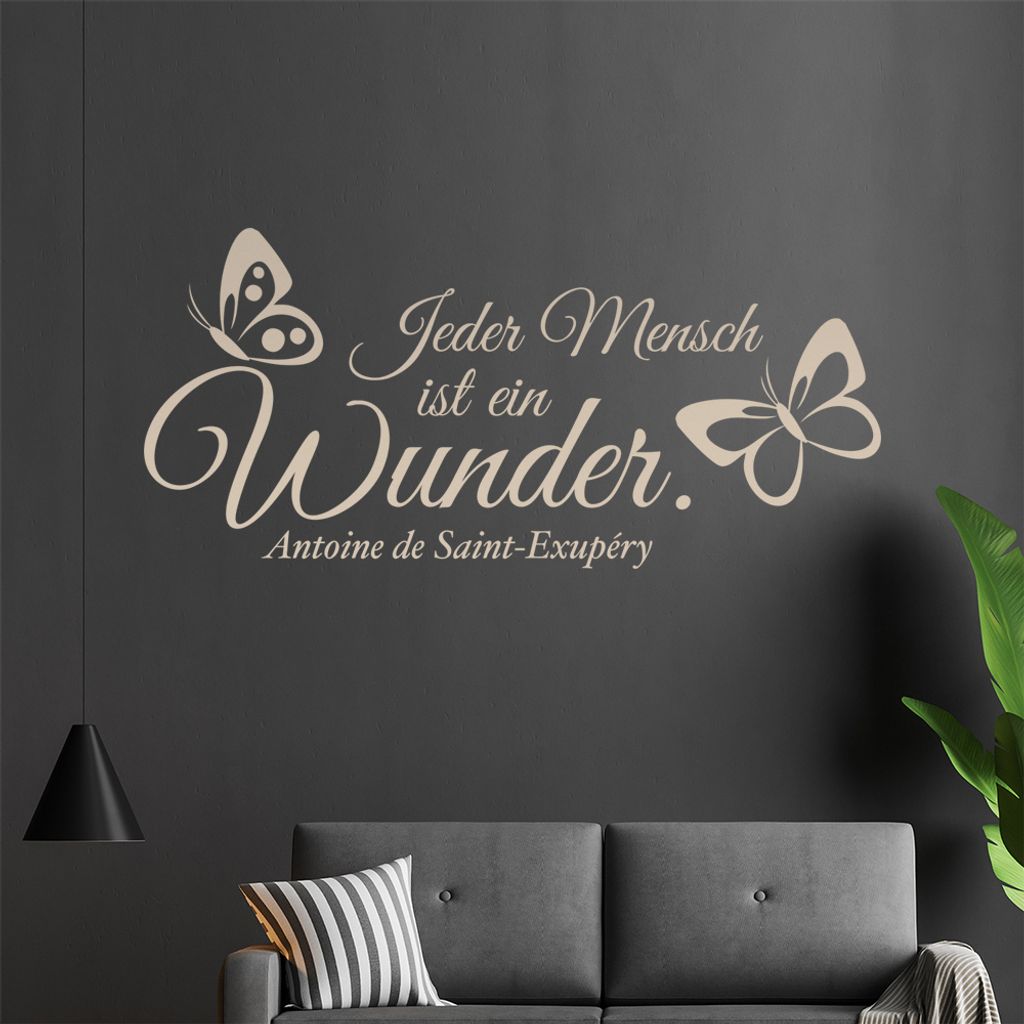 Jeder Mensch ist ein Wunder Wandtattoo in 6 Größen - Wandaufkleber Wall Sticker - Dekoration, Küche, Wohnzimmer, Schlafzimmer, Badezimmer