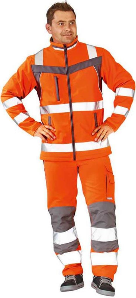 Planam Plaline Warnschutz Softshelljacke orange/schiefer Gr. XXXL, 5660064