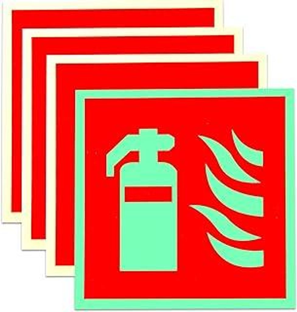 4 Stück Feuerlöscher Schild Feuerlöscher Nachleuchtend PVC Starker Kleber Feuerlöscher Aufkleber Sicherheitsmarkierung Brandschutzzeichen Nach ...
