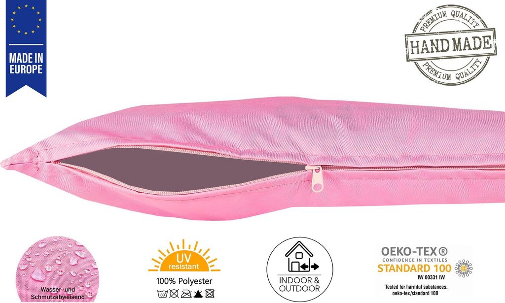 JACK 2er Set 30x50cm Outdoor Kissenhülle Bezug Kissen Hülle Lounge Garten Einfarbig, Farbe:Rosa