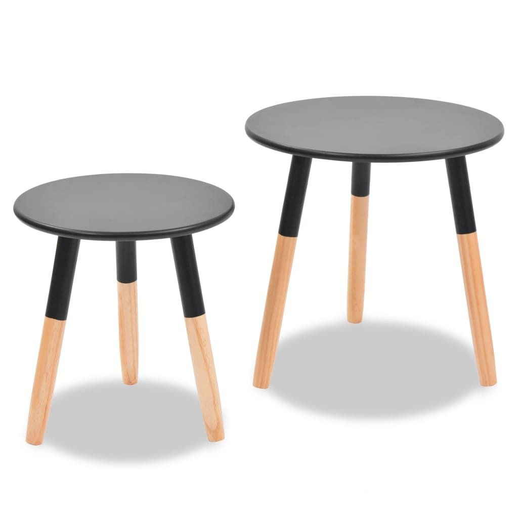 "Winterschlussverkauf "Beistelltisch/Flurtisch Moderner design - Sofatisch für Wohnzimmer - Set 2 Stk. Kiefernholz Massiv Schwarz NeuMöbel 2167670