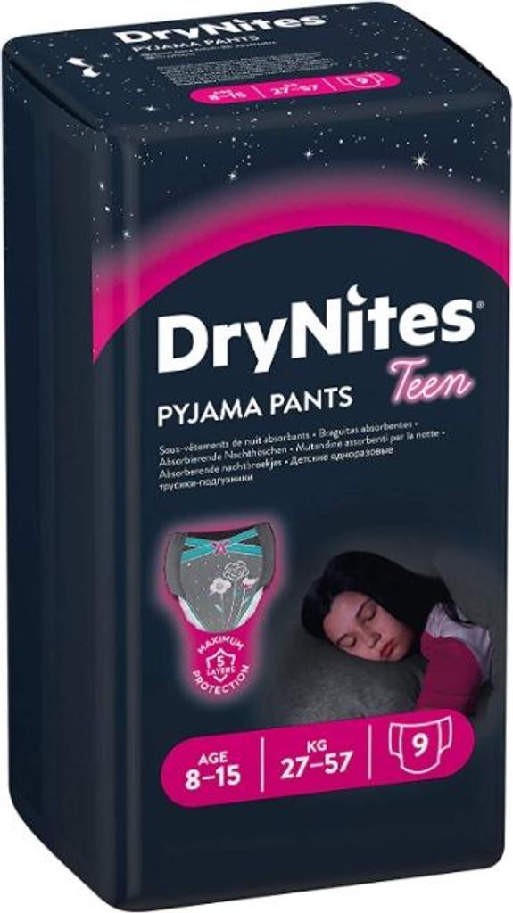 Culotte de nuit DryNites pour filles 8-15 ans, paquet de 9 Image du produit 