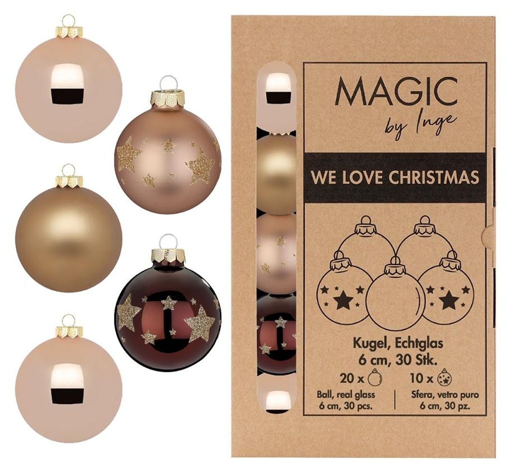 Weihnachtskugeln Glas 6cm mit Sternenmuster 30 Stück - Elegant Lounge