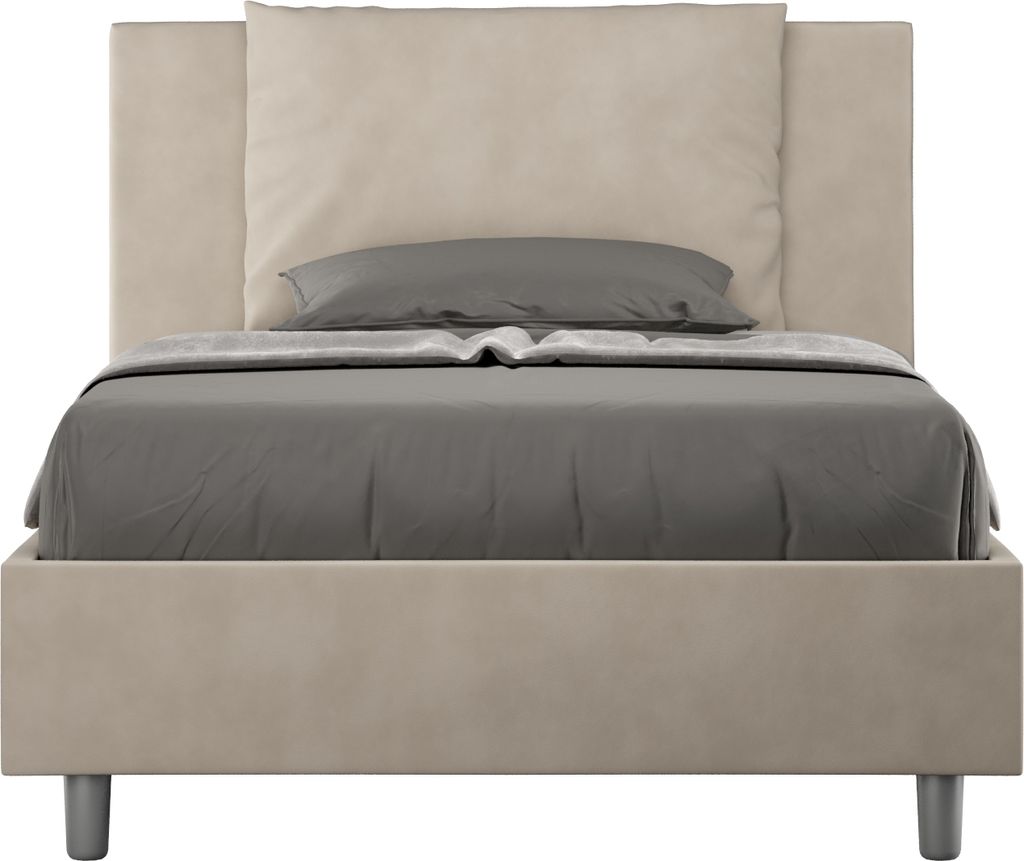 ITYHOME - Gepolstertes Bett mit Lattenrost 120x210 mit Mikrofaserbezug Sandfarbe Antea