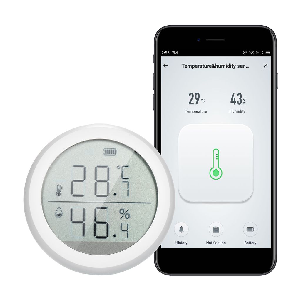 WiFi Smart Thermometer Hygrometer Temperaturmesser Kompatibel mit Tuya APP