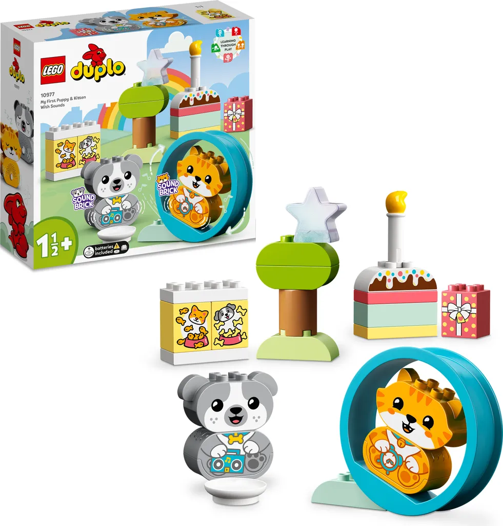 LEGO DUPLO 10977 Mon Premier Chiot et Chat avec Sons - Jouet 22 Pièces