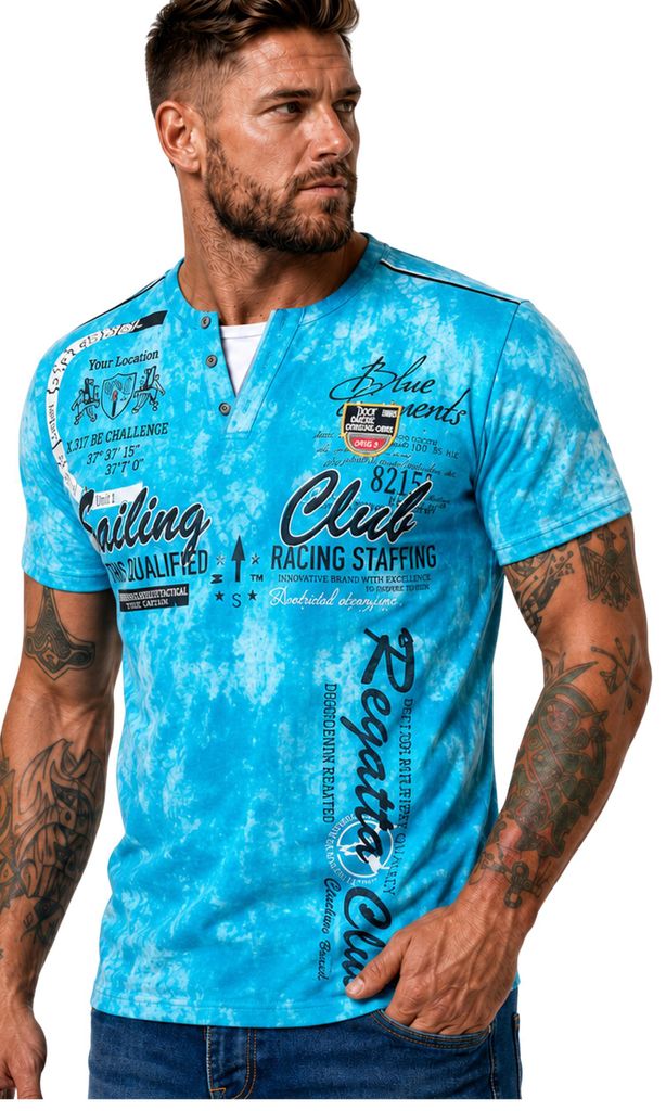 Herren T-Shirt | Sommershirt | Batik Optik | 2879 Türkis L Produktbild 