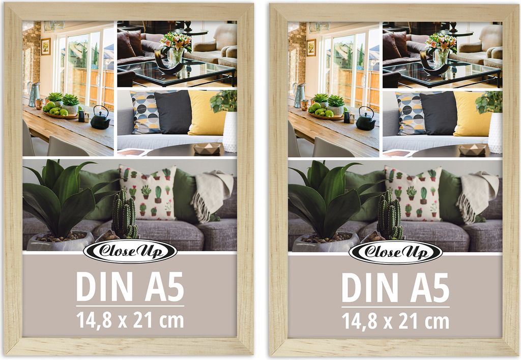 Posterrahmen 14,8 x 21 cm 2er Set (DIN A5) Holzdekor natur Produktbild 