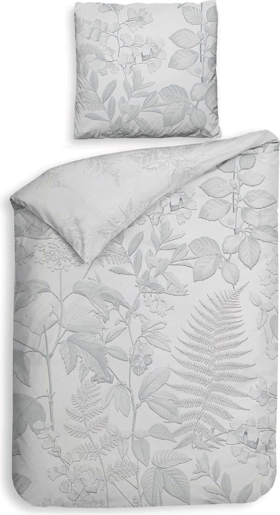 Heckett and Lane Freyr Bettwäsche 155 Grey Bettwäsche 1 x Bettbezug 155x220 + 1 x Kopfkissenbezug 80x80 Grey Flora grau
