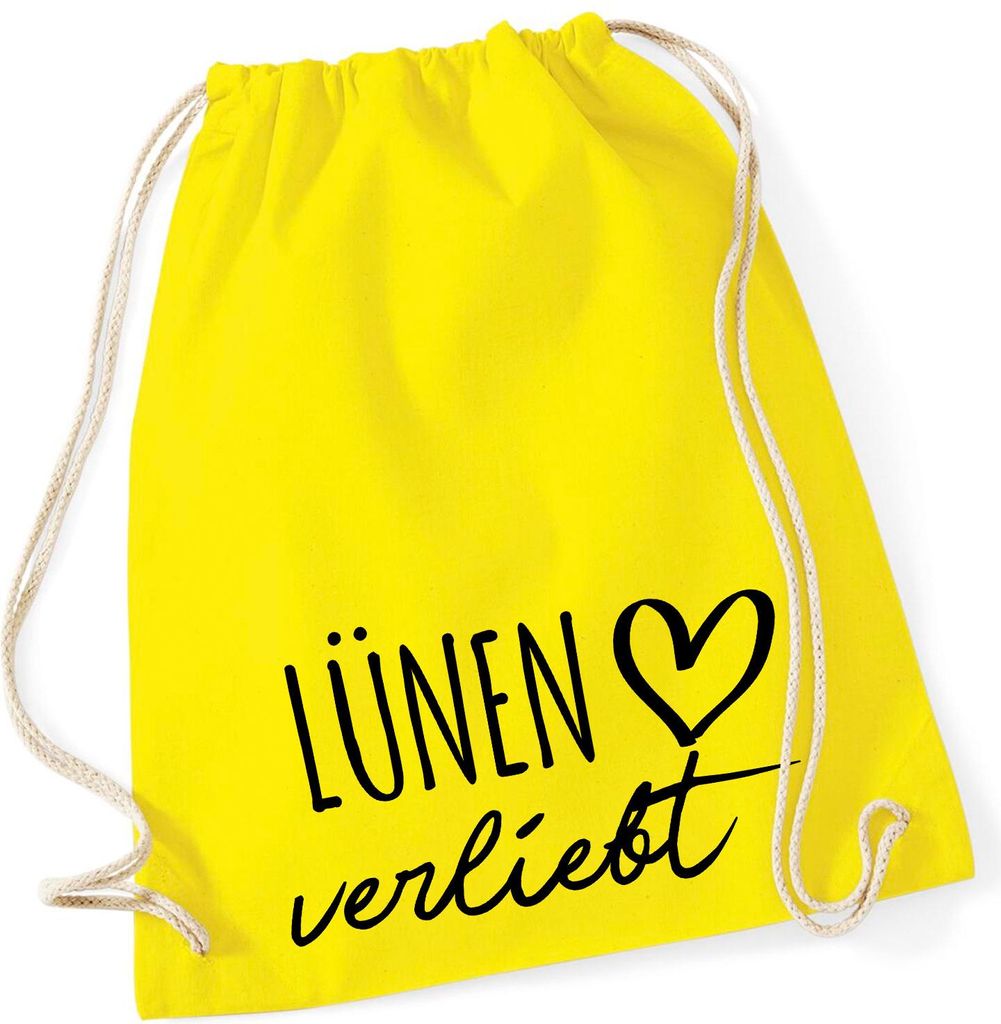 Huuraa Turnbeutel Lünen verliebt 12 Liter Yellow Baumwolle Rucksack Geschenkidee
